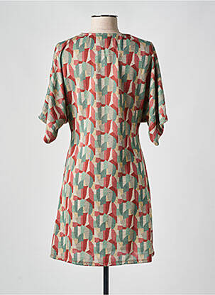 Robe courte manches 3/4 manches 3/4 vert LINGAM femme