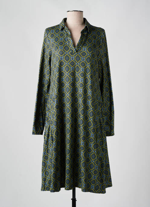 Robe mi-longue imprimé fantaisie manches longues vert AN II VITO femme
