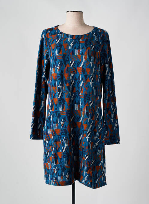 Robe mi-longue imprimé fantaisie manches longues bleu LILY & ME femme
