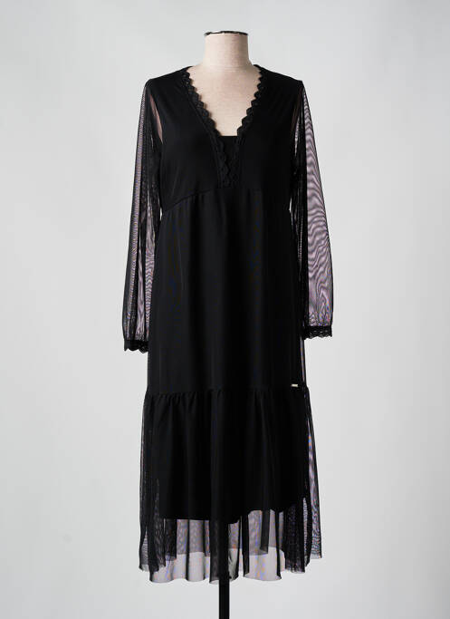 Robe mi-longue noir MALOKA pour femme