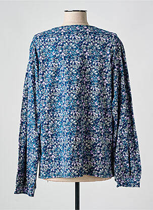 Blouse tissage popeline manches longues bleu TRANQUILLO femme
