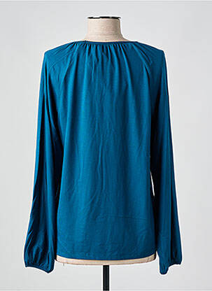 Blouse tissage popeline manches longues bleu TRANQUILLO femme