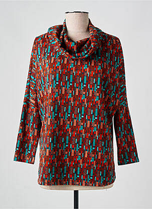Pull coupe droite manches longues orange LINGAM femme
