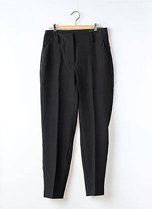 Pantalon droit fermeture zippée sous rabat avec crochet noir ONLY femme