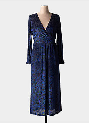 Robe longue manches longues manches longues bleu JUBYLEE femme