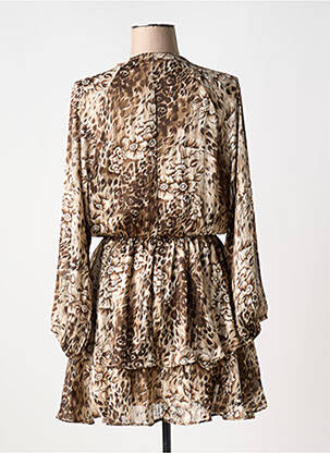 Robe mi-longue coupe fluide manches longues marron KILKY femme