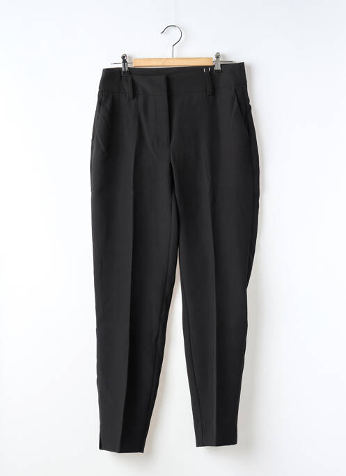 Pantalon droit fermeture zippée sous rabat avec crochet noir ONLY femme