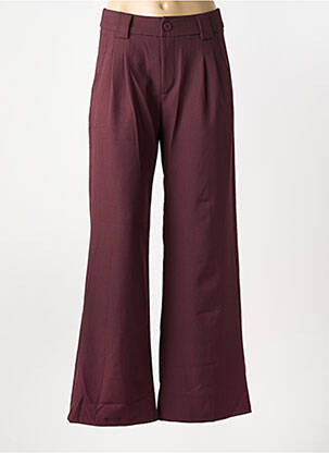 Pantalon flare taille à pinces taille haute rouge PEACE N'LOVE femme