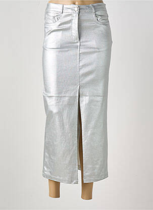 Jupe longue taille haute argent L'ATELIER DE MILA femme