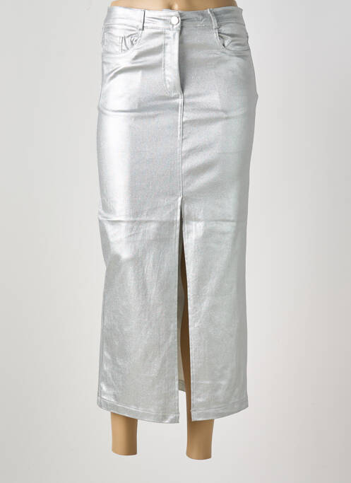 Jupe longue coupe droite argent L'ATELIER DE MILA femme