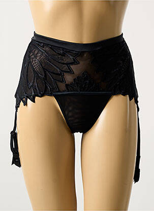 Guêpière/porte-jarretelle effet matière satinée noir RCRESCENTINI BY COTTON BLUB femme
