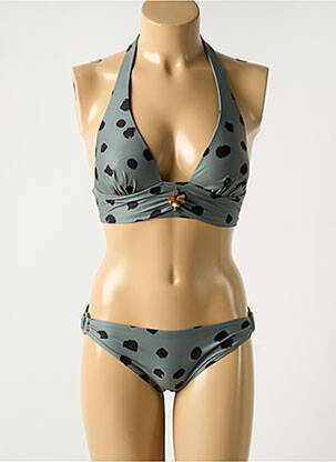 Maillot de bain 2 pièces stretch haut triangles vert MARYAN MEHLHORN femme