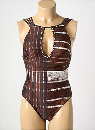 Maillot de bain 1 pièce imprimé fantaisie marron MARYAN MEHLHORN femme