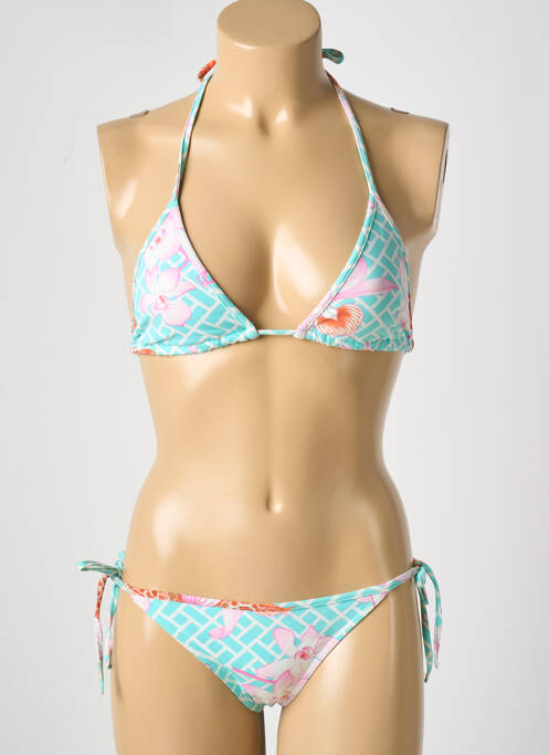 Maillot de bain 2 pièces stretch haut triangles bleu MANUEL CANOVAS femme