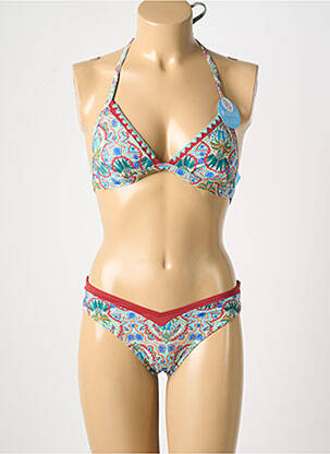 Maillot de bain 2 pièces stretch haut triangles bleu OLYMPIA femme
