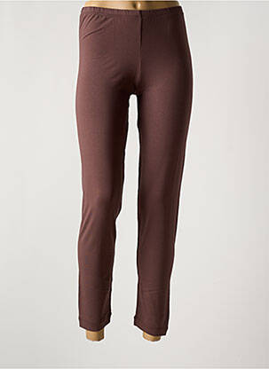 Pantalon 7/8 taille élastique marron COTTON CLUB femme