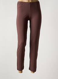 Pantalon 7/8 taille élastique marron COTTON CLUB femme
