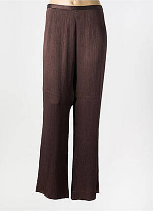 Pantalon droit taille normale taille normale marron UN JOUR AILLEURS femme