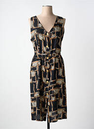Robe mi-longue imprimé fantaisie sans manche noir BOGLIETTI femme