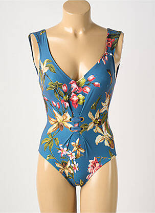 Maillot de bain 1 pièce effet matière satinée haut soutien-gorge moulé bleu MARYAN MEHLHORN femme
