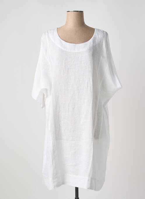 Robe mi-longue manches courtes manches courtes blanc VIVIS femme