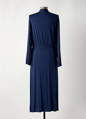 Robe longue tissage popeline manches longues bleu VIVIS femme