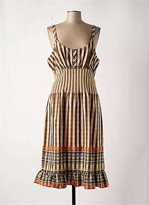 Robe mi-longue sans manche sans manche marron CHIARO SCURO femme