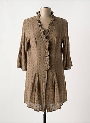 Chemise de nuit col v marron LISANZA femme