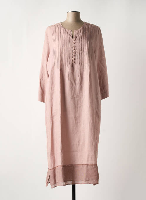 Robe longue manches longues manches longues rose LIONELLA femme