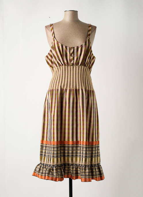 Robe mi-longue sans manche sans manche marron CHIARO SCURO femme
