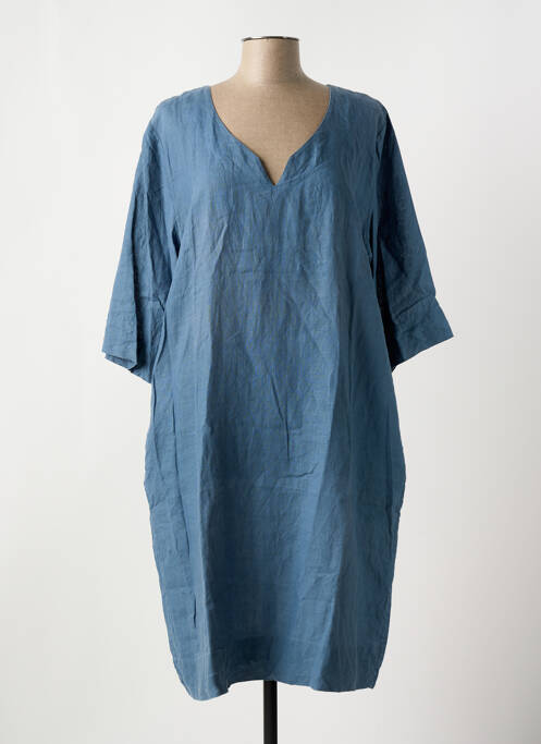 Robe mi-longue manches courtes manches courtes bleu VIVIS femme