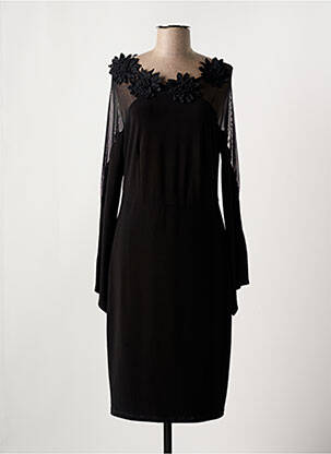 Robe mi-longue manches longues manches longues noir FRANK LYMAN femme