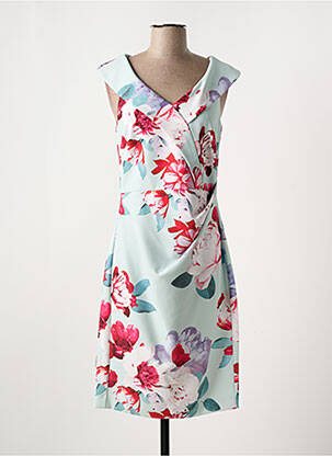 Robe mi-longue imprimé fleurs sans manche vert VERA MONT femme