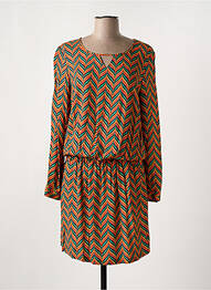 Robe mi-longue imprimé fantaisie manches longues orange LE PETIT BAIGNEUR femme