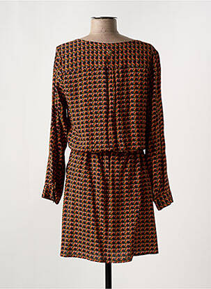 Robe mi-longue imprimé fantaisie manches longues orange LE PETIT BAIGNEUR femme