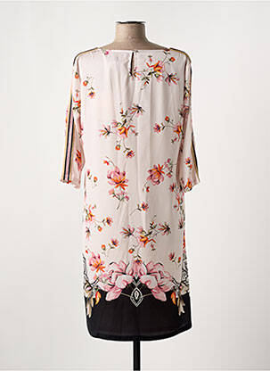 Robe mi-longue imprimé fleurs manches 3/4 rose DIVAS femme