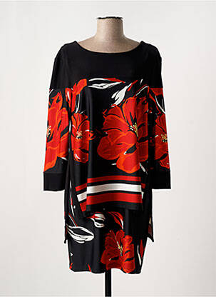 Robe mi-longue imprimé fleurs manches longues noir FRANK LYMAN femme