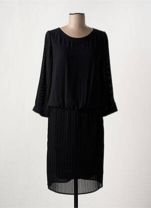 Robe mi-longue tissage crêpe manches longues noir BETTY BARCLAY femme