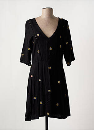 Robe mi-longue coupe évasée manches 3/4 noir MAMOUCHKA femme
