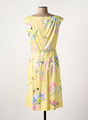 Robe mi-longue imprimé fleurs sans manche jaune COMMA, femme