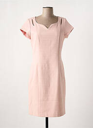 Robe mi-longue tissage crêpe manches courtes rose DIVAS femme