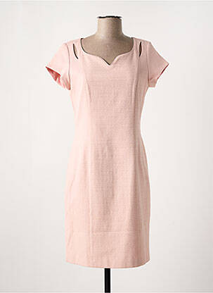 Robe mi-longue tissage crêpe manches courtes rose DIVAS femme