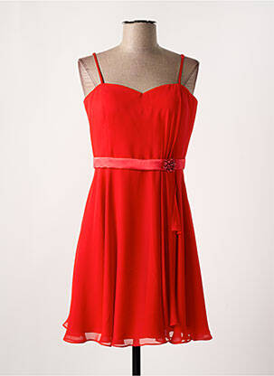 Robe mi-longue fermeture zippée au dos fines bretelles rouge VERA MONT femme