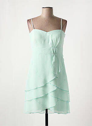 Robe courte coupe cintrée fines bretelles vert VERA MONT femme