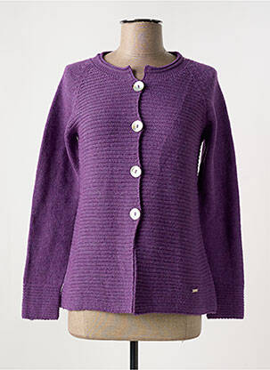 Gilet manches longues col rond violet TINTA femme