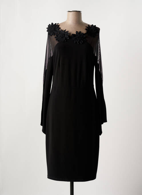 Robe mi-longue manches longues manches longues noir FRANK LYMAN femme