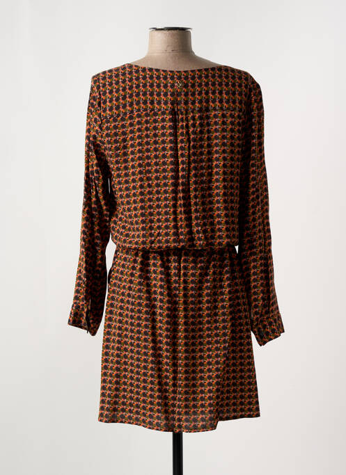 Robe mi-longue imprimé fantaisie manches longues orange LE PETIT BAIGNEUR femme