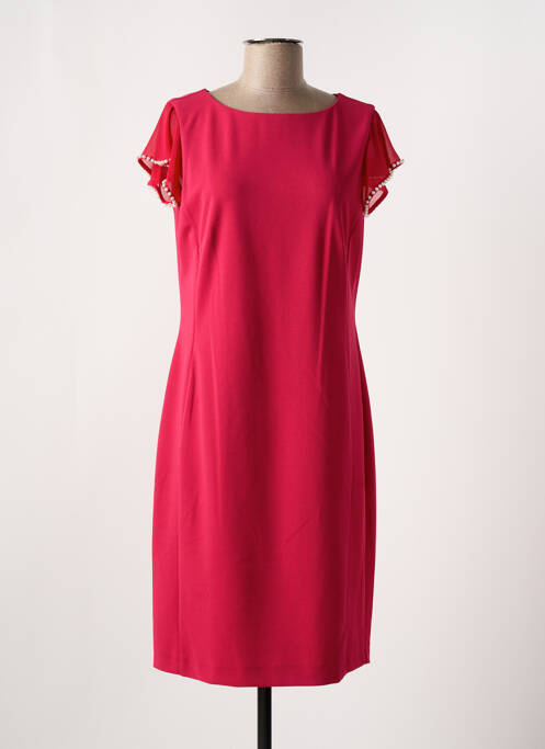 Robe mi-longue fermeture zippée au dos manches courtes rouge VERA MONT femme