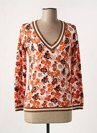 Pull stretch manches longues orange LEO & UGO femme