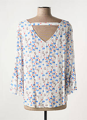 Blouse tissage popeline manches 3/4 blanc TINTA STYLE femme